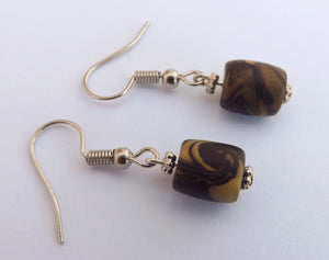 Black & Gold Kathryn Design Handmade Cylinder Bead Earrings