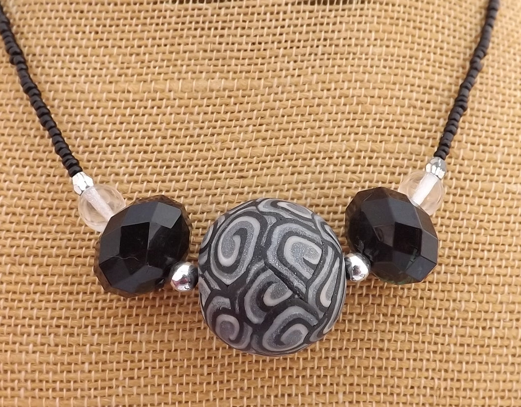 Black & Grey Chunky Kathryn Design Single Feature Bead Necklace