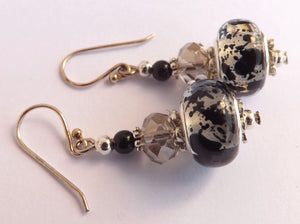 Black & Grey Splatter Acrylic Bead Earrings