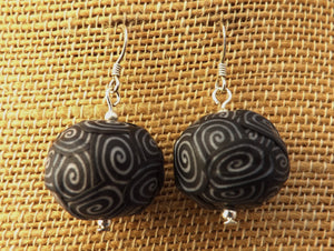 Black & Grey Kathryn Design Bead Earrings on Sterling Silver hooks