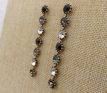 Load image into Gallery viewer, Black, Grey, Silver &amp; Gold Tone Faceted Long Drop Earrings
