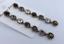Load image into Gallery viewer, Black, Grey, Silver &amp; Gold Tone Faceted Long Drop Earrings
