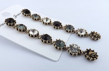 Load image into Gallery viewer, Black, Grey, Silver &amp; Gold Tone Faceted Long Drop Earrings
