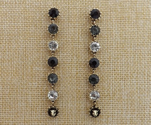 Load image into Gallery viewer, Black, Grey, Silver &amp; Gold Tone Faceted Long Drop Earrings
