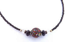 Load image into Gallery viewer, Black, Red, Yellow &amp; White Dotted Bead Necklace
