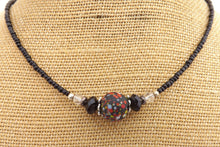 Load image into Gallery viewer, Black, Red, Yellow &amp; White Dotted Bead Necklace
