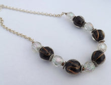 Load image into Gallery viewer, Black, Rose Gold &amp; Clear Glass &amp; Acrylic Handmade Bead Necklace with Chain
