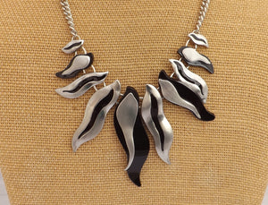 Black & Silver Tone Artsy Collar Necklace