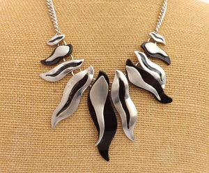 Black & Silver Tone Artsy Collar Necklace