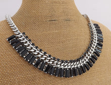 Load image into Gallery viewer, Black &amp; Silver Tone Collar Necklace
