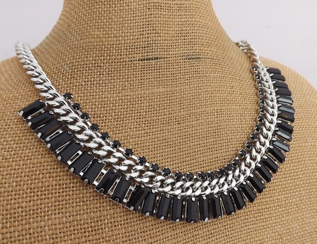 Black & Silver Tone Collar Necklace