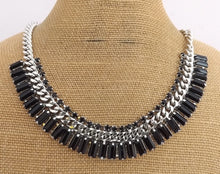 Load image into Gallery viewer, Black &amp; Silver Tone Collar Necklace
