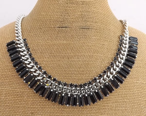 Black & Silver Tone Collar Necklace