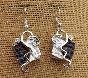 Black & Silver Tone Drop Earrings