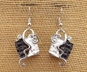 Black & Silver Tone Drop Earrings