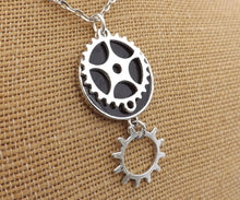 Load image into Gallery viewer, Black &amp; Silver Tone Steampunk Pendant Necklace
