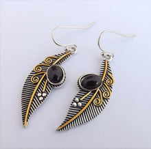 Load image into Gallery viewer, Black, Silver &amp; Gold Leaf Earrings
