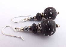 Load image into Gallery viewer, Black &amp; White Kathryn Design Bead Earrings on Sterling Silver Hooks
