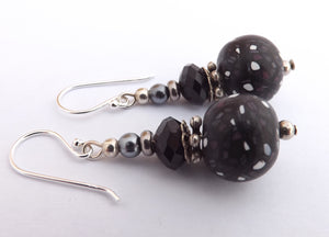 Black & White Kathryn Design Bead Earrings on Sterling Silver Hooks