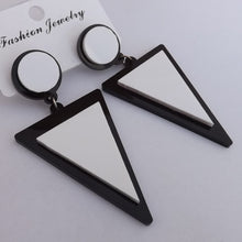 Load image into Gallery viewer, Black &amp; White Triangle Acrylic Earrings
