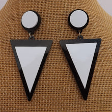 Load image into Gallery viewer, Black &amp; White Triangle Acrylic Earrings
