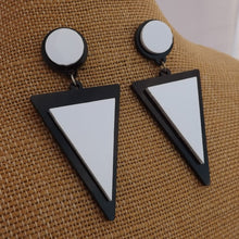 Load image into Gallery viewer, Black &amp; White Triangle Acrylic Earrings
