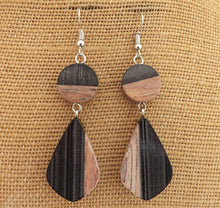 Load image into Gallery viewer, Black &amp; Wood Drop Earrings
