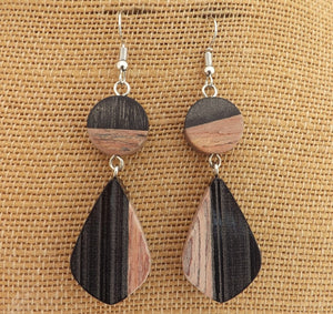 Black & Wood Drop Earrings