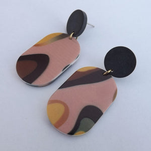 Black, Yellow & Salmon Acrylic Earrings
