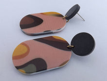 Load image into Gallery viewer, Black, Yellow &amp; Salmon Acrylic Earrings

