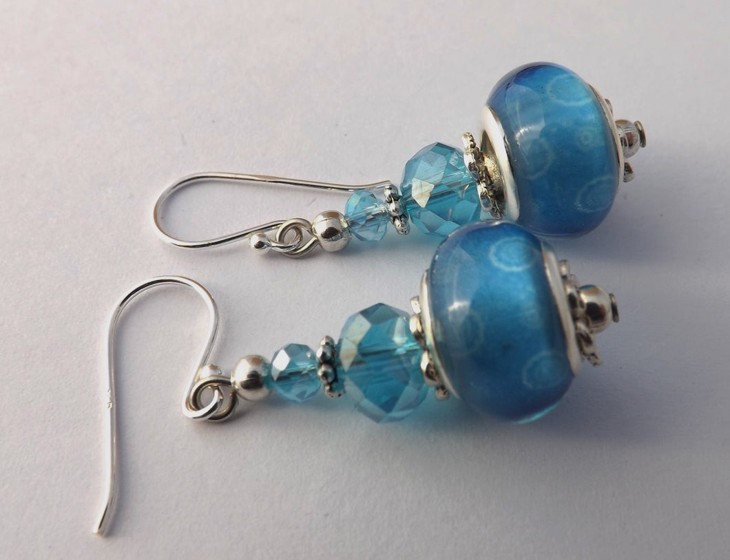 Aqua Blue Acrylic Bead Earrings