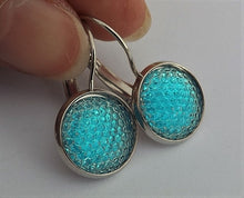 Load image into Gallery viewer, Blue Dotted Dome Earrings on Lever Back Hooks
