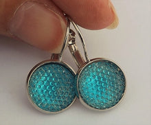 Load image into Gallery viewer, Blue Dotted Dome Earrings on Lever Back Hooks

