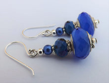 Load image into Gallery viewer, Blue Faceted Acrylic Bead Earrings
