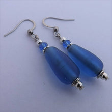 Load image into Gallery viewer, Blue Handmade Glass Bead Earrings
