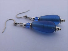 Load image into Gallery viewer, Blue Handmade Glass Bead Earrings
