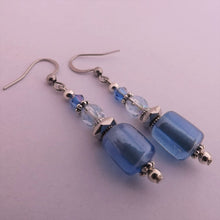 Load image into Gallery viewer, Blue Lustre Handmade Glass Bead Earrings

