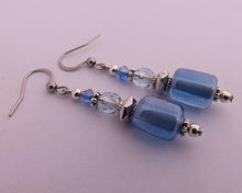 Load image into Gallery viewer, Blue Lustre Handmade Glass Bead Earrings
