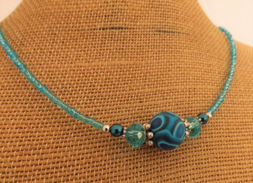 Blue Mix Kathryn Design Handmade bead necklace