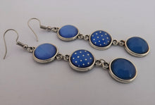 Load image into Gallery viewer, Blue Mix Triple Triple Drop Dome Earrings
