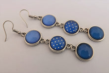 Load image into Gallery viewer, Blue Mix Triple Triple Drop Dome Earrings
