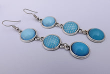 Load image into Gallery viewer, Blue Mix Triple Drop Dome Earrings
