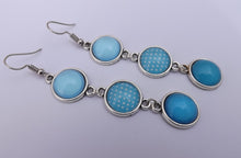Load image into Gallery viewer, Blue Mix Triple Drop Dome Earrings

