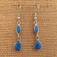 Load image into Gallery viewer, Blue Sparkly White &amp; Silver Tone Drop Earrings
