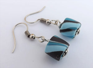 Blue & Black Kathryn Design Bead Drop Earrings