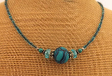 Load image into Gallery viewer, Blue &amp; Black Kathryn Design Handmade bead necklace
