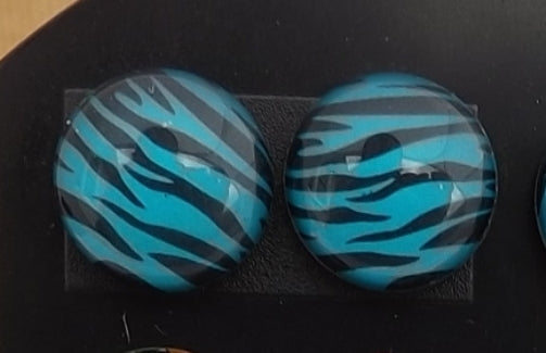 Zebra Print Dome Stud Earrings