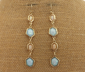 Gold Tone Long Sparkly Drop Earrings (4x colour options)