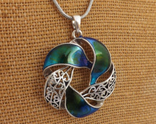 Load image into Gallery viewer, Blue, Green &amp; Purple Enamel Effect Ribbon Twist Pendant Necklace
