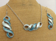 Load image into Gallery viewer, Blue, Green &amp; Silver Toned Matching Necklace &amp; Earrings Set
